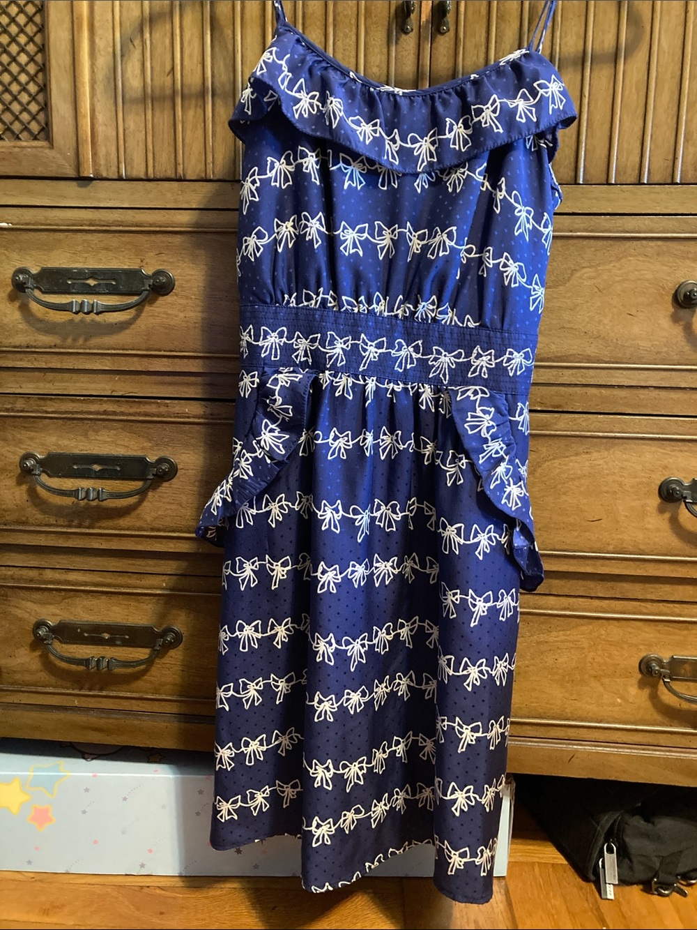 Marc by Marc Jacobs Silk Navy Bow Print Mini Dress
